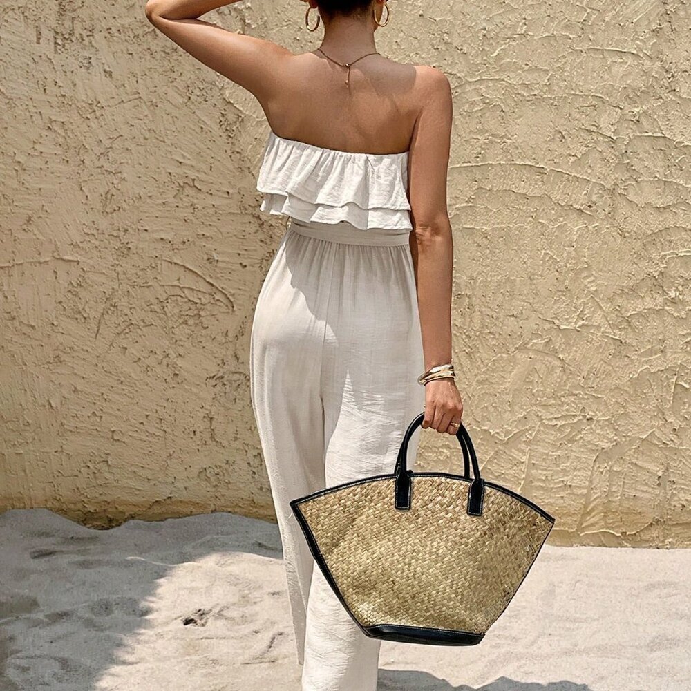 Apricot Casual Women's Ruffled Vacation Jumpsuit - Picture 2 of 7